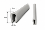 Hranové těsnění typ U PVC šedé – ochrana hrany 1,5–2 mm, profil 5x10 mm
