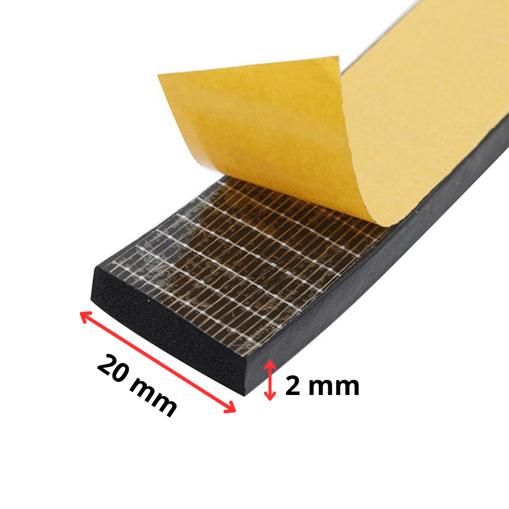 EPDM těsnění 2x20mm samolepicí akustická páska do nárazníku, dveří, oken