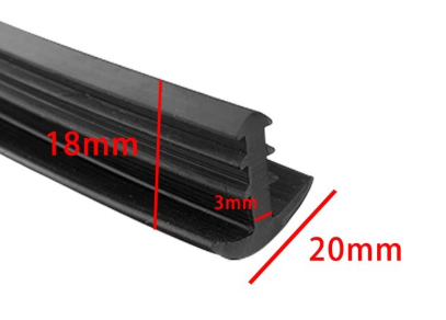 Těsnění na fotovoltaické panely gumové typ T 18x20 mm – přístřešek, carport, mezera 3 mm